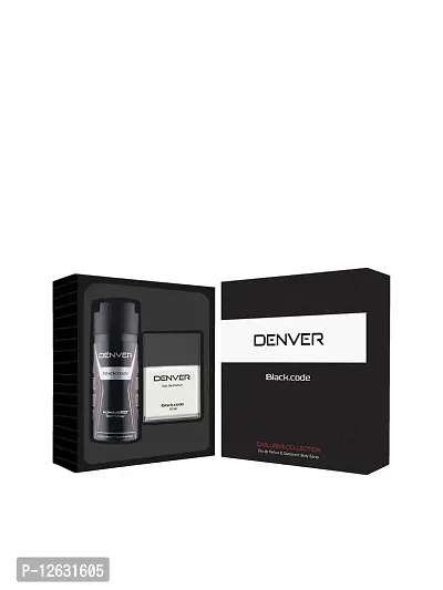 Denver Black Code Gift Set (Perfume 60 ML+Deo 150 ML) Body Spray - For Men-thumb0