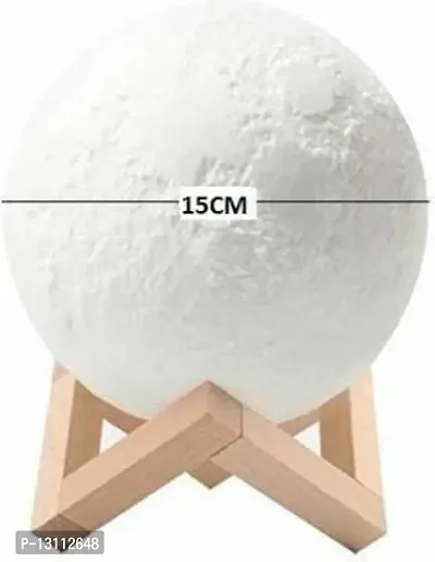 3D Printing LED Touch Sensor Wireless Rechargeable Bedroom Moon Night Lamp with Wooden Stand Night Lamp&nbsp;&nbsp;(12 cm, Multicolor)-thumb3