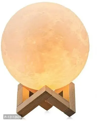 3D USB Rechargeable Moon Lamp Color Changing Sensor Touch Crystal Ball Night Lamp with Wooden Stand, Bedroom Lamp, Night Lamp for Bedroom, Bedroom Lamp for Kids, Bedroom Lamps for Night Night Lamp&nbsp;&nbsp;(10 cm, Multicolor)-thumb0