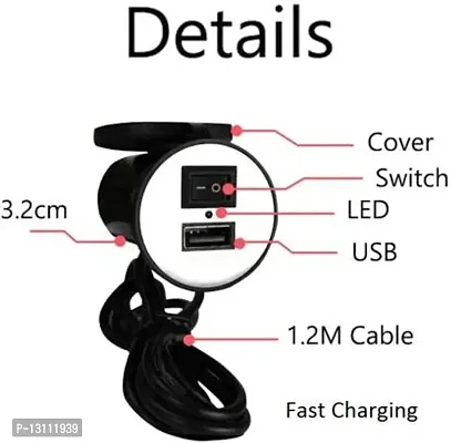 Motorcycle USB Charger 5V 2.1A Adapter Power Supply Socket 12V/24V Universal   Waterproof ATV USB Charger with Switch Fast Charging 2.1 A Bike Mobile Charger-thumb2