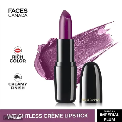 FACES CANADA Weightless Creme Hydrating Lipstick with Almond Oil (Imperial Plum 23, 4 g)