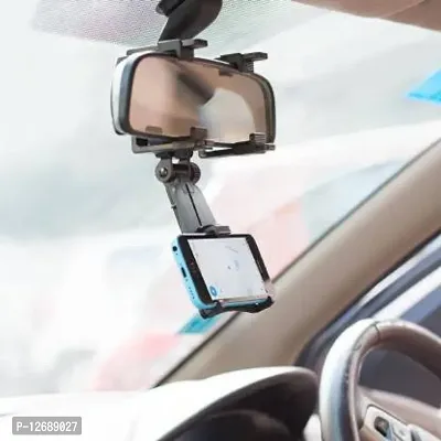 Car Mobile Holder For Windshield&nbsp;(Black) - Rear View Mirror Mount Mobile Holder Stand-thumb2