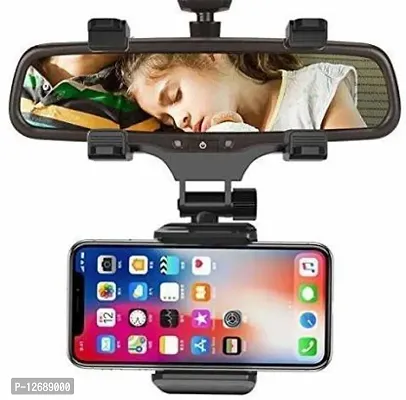 Car Mobile Holder For Clip&nbsp;(Black) - Rear View Mirror Mount Mobile Holder Stand-thumb3