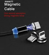 3-IN-1 Magnetic data cable With Led connect All Mobile Android Type C 1m Magnetic Charging Cable 1 m Magnetic Charging Cable&nbsp;&nbsp;(Compatible with All Mobile, Black, One Cable)-thumb3