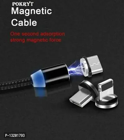 3-IN-1 Magnetic data cable With Led connect All Mobile Android Type C 1m Magnetic Charging Cable 1 m Magnetic Charging Cable&nbsp;&nbsp;(Compatible with All Mobile, Black, One Cable)-thumb4