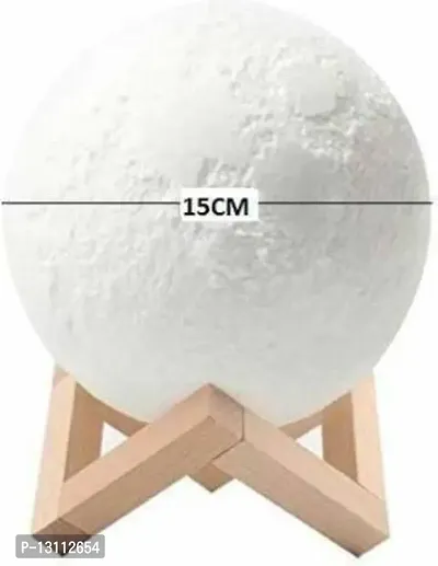 3D USB Rechargeable Moon Lamp Color Changing Sensor Touch Decoration Crystal Ball Night Lamp with Wooden Stand Night Lamp&nbsp;&nbsp;(15 cm, White)-thumb3