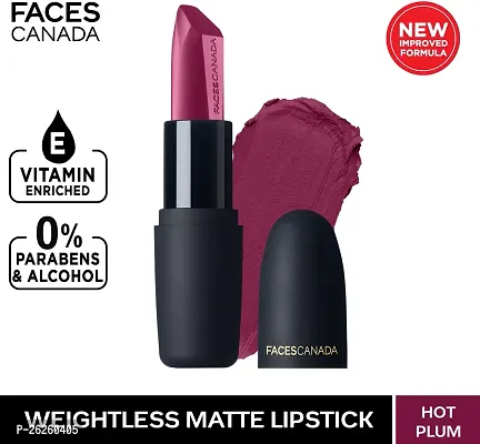 FACES CANADA Weightless Matte Hydrating Lipstick with Almond Oil (Hot Plum 24, 4.5 g)