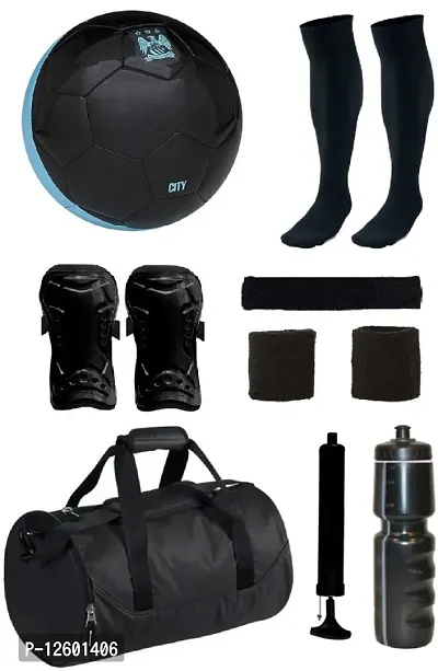 Combo of Manchestor City Black Football (Size-5) with 7 Other items Football Kit