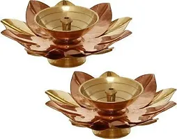 Brass, Copper (Pack of 2) Table Diya Set&nbsp;&nbsp;(Height: 1.5 inch) : Copper Brass Diya 219-thumb2