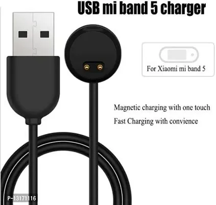 USB Charger Cable Compatible with Xiaomii Mi Smart Band 5 And Mi Band 6 0.6 m Magnetic Charging Cable&nbsp;&nbsp;(Compatible with Mi Band 5, Mi Band 6, Black, One Cable)-thumb0