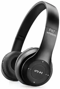 P47 HEADPHONE_NEW WIRELESS BLUETOOTH ON THE EAR BLACK HEADPHONE Bluetooth Headset&nbsp;&nbsp;(Black, On the Ear)-thumb3