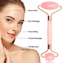 jaderoller Rose Quartz Roller Gua Sha Face Massager Rose Quartz Face Roller and Gua Sha Set for Beautiful Skin Detox - Facial Body Eyes Neck Massager Tool Reduce Wrinkles Aging - Original Natural Stone Massager&nbsp;&nbsp;(Pink)-thumb1