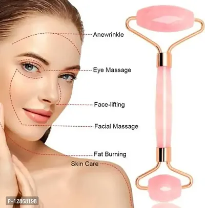 jaderoller Rose Quartz Roller Gua Sha Face Massager Rose Quartz Face Roller and Gua Sha Set for Beautiful Skin Detox - Facial Body Eyes Neck Massager Tool Reduce Wrinkles Aging - Original Natural Stone Massager&nbsp;&nbsp;(Pink)-thumb2