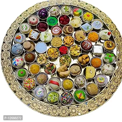 56 Bhog Thali for offering Sweets to Diety thali for Pooja Pooja thali Pooja thali Set for Home mandir Pooja thali Decorative Size 20nchChhappan Bhog Thaal 213-thumb2