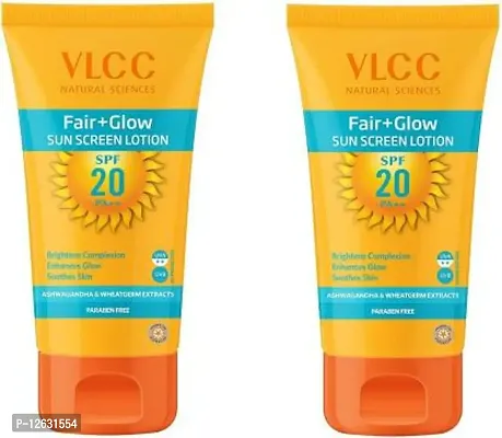 VLCC Fairglow Suncreen(100 ml) Pack Of 2 - SPF 20 PA+++&nbsp;&nbsp;(200 ml)