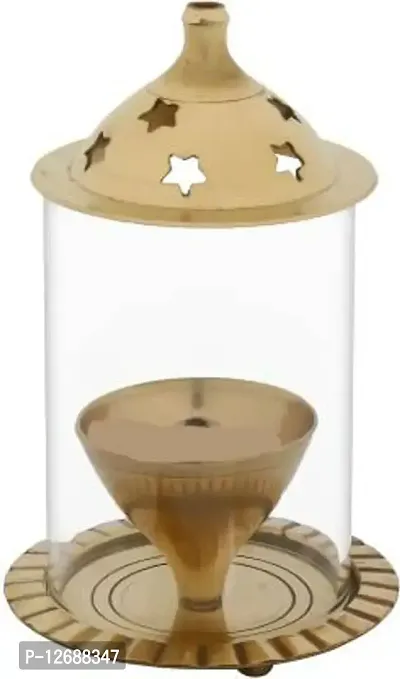 Designer Akhand Diya for Home and Puja room Brass, Glass Table Diya&nbsp;&nbsp;(Height: 4 inch)_Glass Diya 209-thumb2