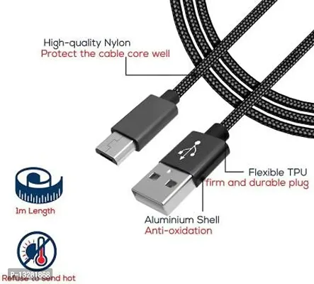 Micro USB Type Sync and Charging Data Cable 1 m Micro USB Cable&nbsp;(Compatible with Mobile, Tablet, Black, One Cable)-thumb3