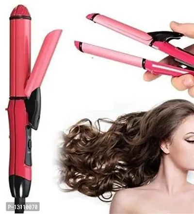 2 in 1 hair straightener NHC-2009 Hair Straightener&nbsp;&nbsp;(Pink, Black)_N54-thumb0