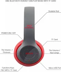 P47 Wireless BT Sports Earphone With Mic Portable FM Headphone Bluetooth Headset&nbsp;&nbsp;(Red, On the Ear)-thumb2