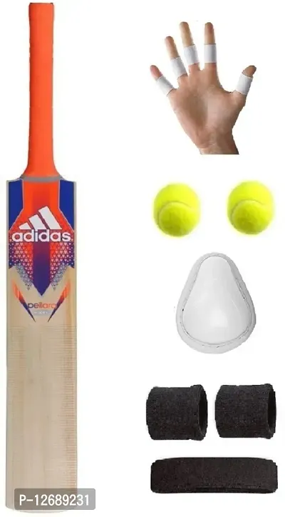 Sticker Poplar Willow Cricket Bat (For Tennis Ball) Size-5 Combo (6 Items)