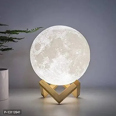 3D 7 Color Changing Moon Night Lamp with Stand for Bedroom Lights for Adults and Kids Home Room Beautiful Indoor Lighting - 15CM, Pack of 1 Night Lamp&nbsp;&nbsp;(10 cm, Multicolor)