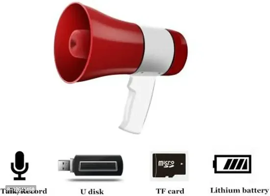 Portable 30W Handheld MegaPhone Recording Loud Speaker USB  SD-Card Support Handheld Megaphone - Built-in Siren 20W Talk, Record, Play, Siren, Music Red Indoor, Outdoor PA System&nbsp;&nbsp;(30 W)_MP135-MegaPhone55