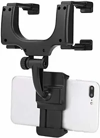 Car Mobile Holder For Clip&nbsp;(Black) - Rear View Mirror Mount Mobile Holder Stand-thumb1