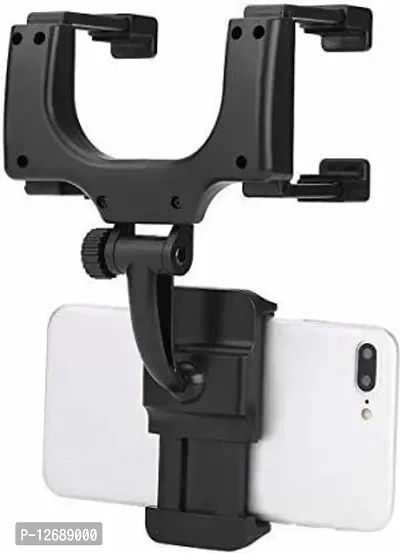 Car Mobile Holder For Clip&nbsp;(Black) - Rear View Mirror Mount Mobile Holder Stand-thumb2