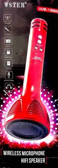 WIRELESS MICROPHONE WS-1698 KAROKE MIC WITH AUDIO RECORDING BLUETOOTH SPEAKER Microphone&nbsp;&nbsp;(Red)_WS2-A69- Wireless Mic 259-thumb2