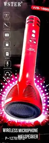 WIRELESS MICROPHONE WS-1698 KAROKE MIC WITH AUDIO RECORDING BLUETOOTH SPEAKER Microphone&nbsp;&nbsp;(Red)_WS2-A69- Wireless Mic 259-thumb3