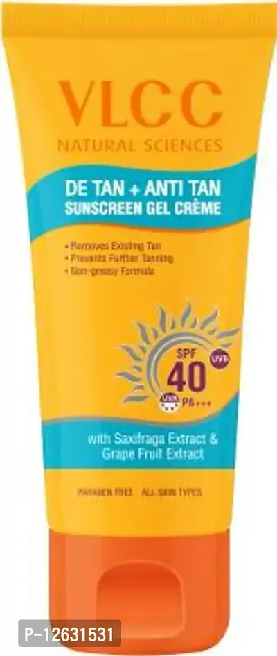 VLCC De Tan + Anti Tan Sunscreen Gel Cr&egrave;me SPF 40 - SPF 40 PA+++&nbsp;&nbsp;(100 g)