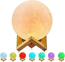 7 Multi Colors Changing Touch Sensor 3D Moon Night Lamp with Wooden Stand Night Lamp&nbsp;&nbsp;(15 cm, Multicolor)-thumb3
