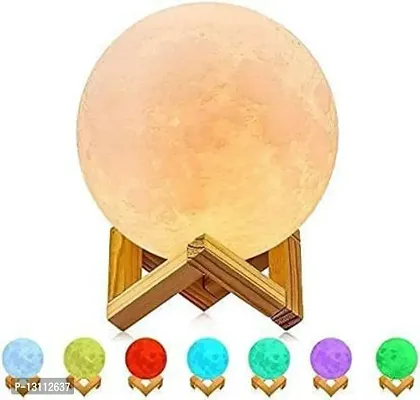 7 Multi Colors Changing Touch Sensor 3D Moon Night Lamp with Wooden Stand Night Lamp&nbsp;&nbsp;(15 cm, Multicolor)-thumb4