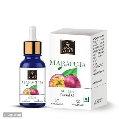 Good Vibes 100% Natural Maracuja Skin Clarifying Facial Oil, 10 ml | Lightweight Nourishing Moisturizing Formula For All Skin Types | Soft Glowing Skin Naturally | No Parabens  Sulphates