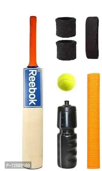 Blue Sticker Poplar Willow Cricket Bat (For Tennis Ball) Size-5 Combo (7 Items)-thumb0