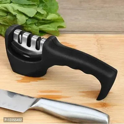 Knife Sharpener for Kitchen 3-Stage Knives Sharpening Tool Knife Knife Sharpening Steel&nbsp;&nbsp;(Plastic, Steel)-thumb0