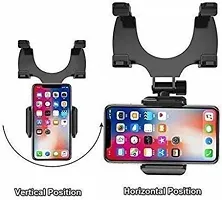 Car Mobile Holder for Dashboard, Windshield&nbsp;(Black) - Rear View Mirror Mount Holder Stand-thumb2