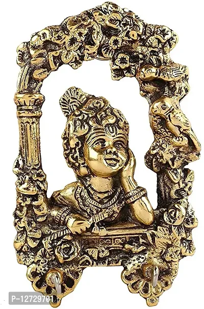 Metal Krishna Frame Key Holder Decorative for Wall Hanger (18 cm x 12 cm)