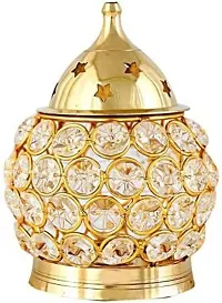 Brass Akhand Diya | Diamond Crystal Deepak/Dia | Akhand Jyot | Magical Lantern Brass Diya | Decorative Brass Crystal Oil Lamp | Tea Light Holder Lantern | Puja Lamp Brass Table Diya&nbsp;&nbsp;(Height: 4 inch)-thumb2