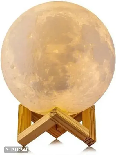 Stylish Moon Light 3D Crystal Ball Night Light for Room Night Lamps Decoration Piece (with Stand) Night Lamp&nbsp;&nbsp;(15 cm, White)