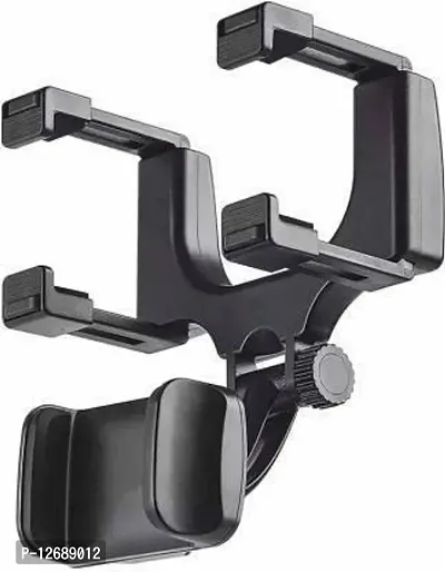 Car Mobile Holder for Dashboard, Windshield&nbsp;(Black) - Rear View Mirror Mount Holder Stand-thumb3