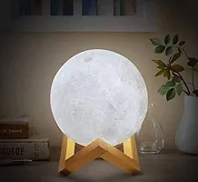 3D Moon Night Lamp 7 Multi Colors Changing Touch Sensor with Wooden Stand Night Lamp for Bedroom (15 cm) (Moon Lamp) Night Lamp&nbsp;&nbsp;(14 cm, MUTICOLOUR)-thumb3