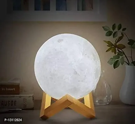 3D Moon Night Lamp 7 Multi Colors Changing Touch Sensor with Wooden Stand Night Lamp for Bedroom (15 cm) (Moon Lamp) Night Lamp&nbsp;&nbsp;(14 cm, MUTICOLOUR)-thumb4