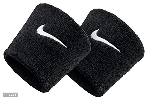 Sweatband/Wrist Band/Wrist Support For Gym and Sports (Set of 1 Pair) (Black) - Pack of 1 Pair-thumb3