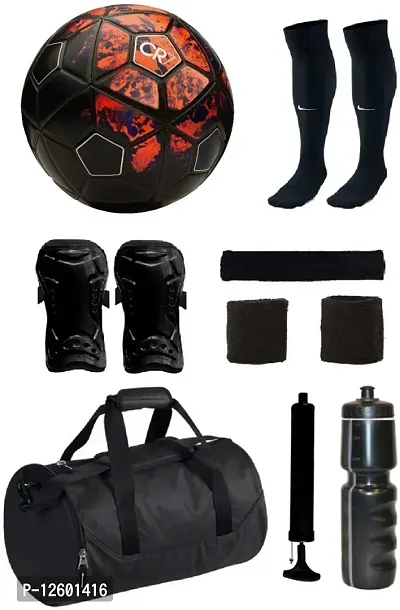 Combo of CR7 Red/Black Football (Size-5) with 7 Other items Football Kit-thumb0