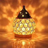 Brass Akhand Diya | Diamond Crystal Deepak/Dia | Akhand Jyot | Magical Lantern Brass Diya | Decorative Brass Crystal Oil Lamp | Tea Light Holder Lantern Brass (Pack of 3) Table Diya Set&nbsp;&nbsp;(Height: 4.33 inch)-thumb1