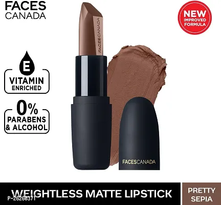 FACES CANADA Weightless Matte Hydrating Lipstick with Almond Oil (Pretty Sepia 08, 4.5 g)-thumb0