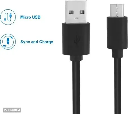 1 Mtr Micro USB Cable&nbsp;(Compatible with Mobiles, Power Banks, Tablets, Media Players, Black, One Cable)-thumb2