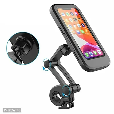 Mirror Mount Fully Waterproof Bike / Motorcycle / Scooter Mobile Phone Holder Mount, Ideal for Maps and GPS Navigation (Black)