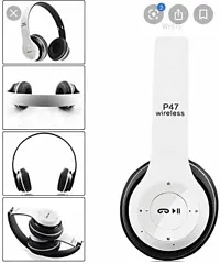 P47 Wireless Bluetooth Headphone with Mic FM (White) Bluetooth Headset&nbsp;&nbsp;(White, On the Ear)-thumb1